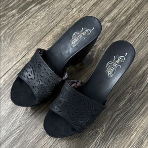 JustFab Black Cutout Mules